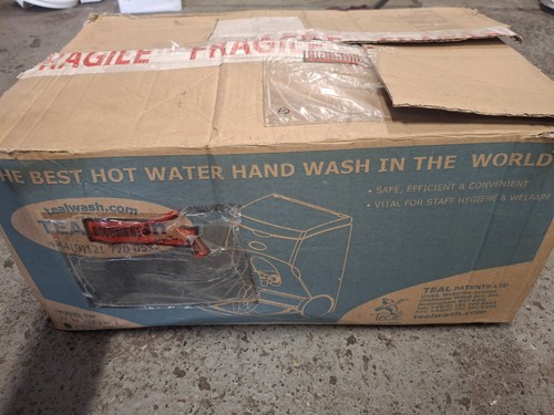 Teal hot hand wash sink - hand,